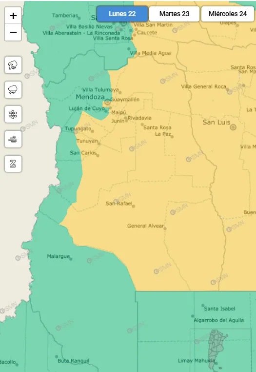 Alerta SMN 22 diciembre