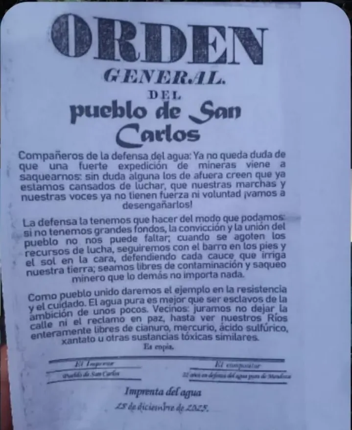 Orden general del pueblo de san carlos