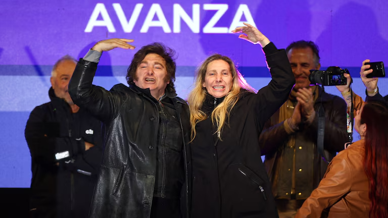 Javier MIlei y Karina MIlei en campaña